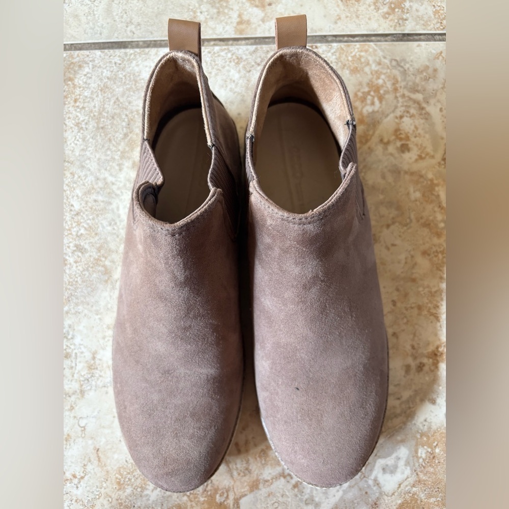Dr. Scholl's minimalist Taupe Suede Slip-On Booties